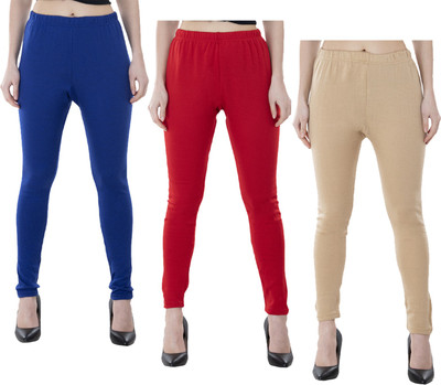 KAVYA Churidar  Ethnic Wear Legging(Red, Blue, Beige, Solid)