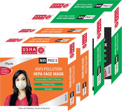 

Usha Shriram Anti Pollution Face Mask (Pack Of 4) Air Mask Purito & Fresco (2) Mask and Respirator