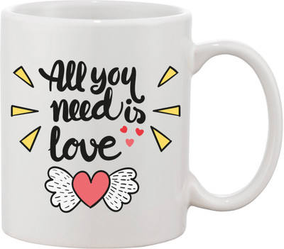 

Thirsty Guys All You Need Is Love Ceramic Mug(325 ml), Multicolor