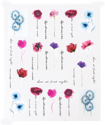 

SENECIO® Love Letters Watercolour Clip Art Illution Floral Leaf Nail Art Manicure Decals Slide Water Transfer Stickers 1 Sheet Size :6.2*5.2cm(Multicolor)