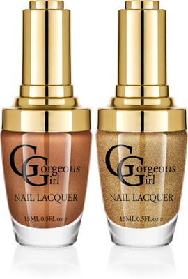 

Gorgeous Girl Glossy Nail Lacquer Gold Glitter-20 & Copper Glitter-37(Pack of 2)