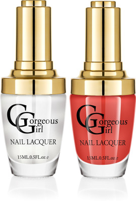 

Gorgeous Girl Glossy Nail Lacquer Candy Apple Red-12 & Seashell Metallic-34(Pack of 2)