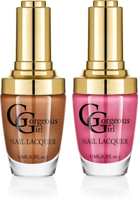 

Gorgeous Girl Glossy Nail Lacquer Flamingo Pink-07 & Copper Glitter-37(Pack of 2)