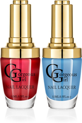 Gorgeous Girl Glossy Nail Lacquer Ball Blue-06 & Pale Carmine-22(Pack of 2)