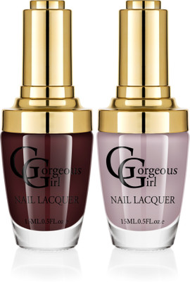 

Gorgeous Girl Glossy Nail Lacquer Light Gray-13 & Black Bean-28(Pack of 2)