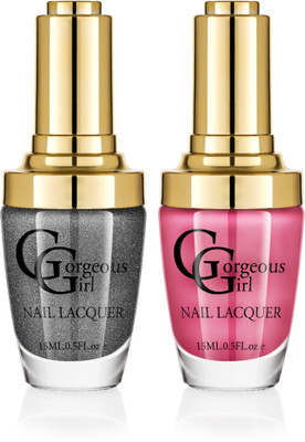 

Gorgeous Girl Glossy Nail Lacquer Flamingo Pink-07 & Rifle Green Glitter-39(Pack of 2)