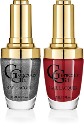 

Gorgeous Girl Glossy Nail Lacquer Deep Maroon-17 & Rifle Green Glitter-39(Pack of 2)