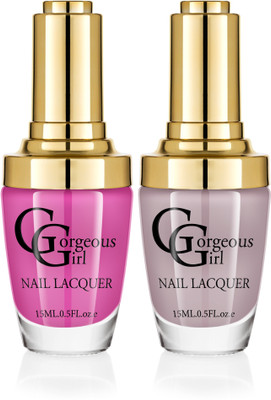 

Gorgeous Girl Glossy Nail Lacquer Light Gray-13 & Big Dip'O Ruby-23(Pack of 2)