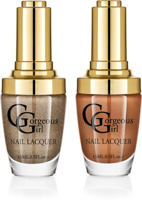 

Gorgeous Girl Glossy Nail Lacquer Copper Glitter-37 & Iconic Gold Glitter-40(Pack of 2)
