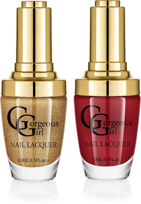 

Gorgeous Girl Glossy Nail Lacquer Deep Maroon-17 & Gold Glitter-20(Pack of 2)