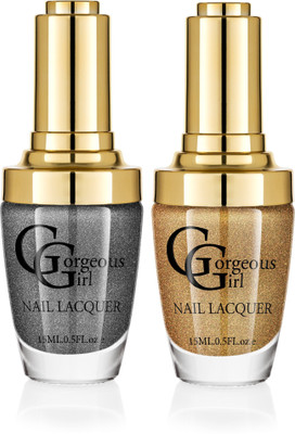 

Gorgeous Girl Glossy Nail Lacquer Gold Glitter-20 & Rifle Green Glitter-39(Pack of 2)