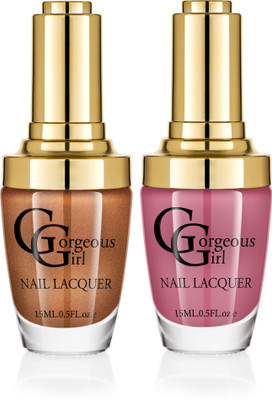 

Gorgeous Girl Glossy Nail Lacquer Red Wood-26 & Copper Glitter-37(Pack of 2)