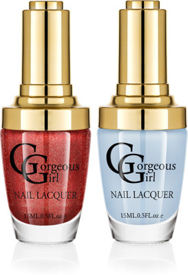

Gorgeous Girl Glossy Nail Lacquer Non Photo Blue-05 & Chinese Red Glitter-38(Pack of 2)
