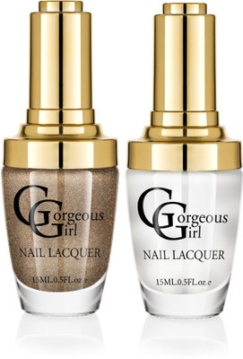 

Gorgeous Girl Glossy Nail Lacquer Seashell Metallic-34 & Iconic Gold Glitter-40(Pack of 2)
