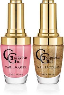 

Gorgeous Girl Glossy Nail Lacquer Brown Yellow-27 & Gold Glitter-20(Pack of 2)