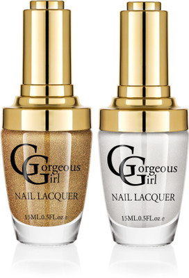 

Gorgeous Girl Glossy Nail Lacquer Silver White Glitter-19 & Gold Glitter-20(Pack of 2)