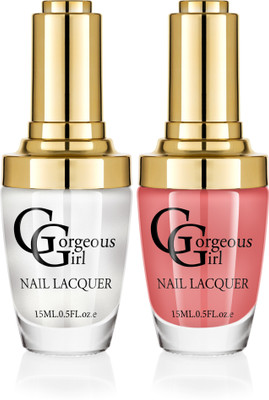 

Gorgeous Girl Glossy Nail Lacquer Burnt Sienna-16 & Seashell Metallic-34(Pack of 2)