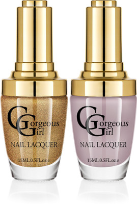 

Gorgeous Girl Glossy Nail Lacquer Light Gray-13 & Gold Glitter-20(Pack of 2)