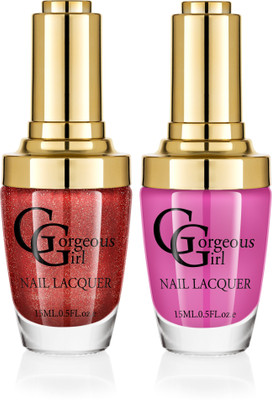 

Gorgeous Girl Glossy Nail Lacquer Big Dip’O Ruby-23 & Chinese Red Glitter-38(Pack of 2)