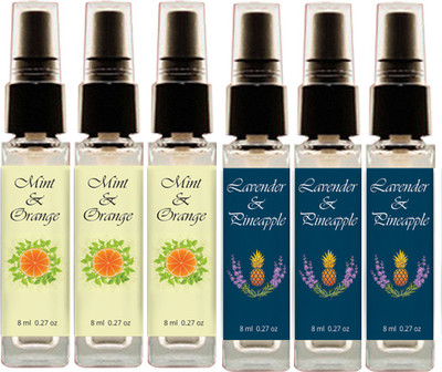 

Geeleemitti Natural Perfume Lavender + Pineapple & Orange Mint Pocket Perfume Combo Pack of 6, Water Based with 0% Alcohol Perfume - 48 ml(For Men & Women)