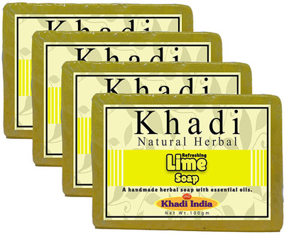 

Khadi Natural Herbal Refreshing Lime Soap pack of 4(400 g, Pack of 4)