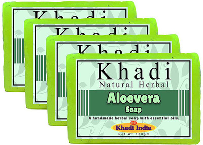 

Khadi Natural Herbal Aloevera Soap For Bathing(400 g, Pack of 4)