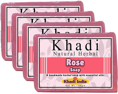 

Khadi Natural Herbal Rose Bathing Soap pack of 4(400 g, Pack of 4)