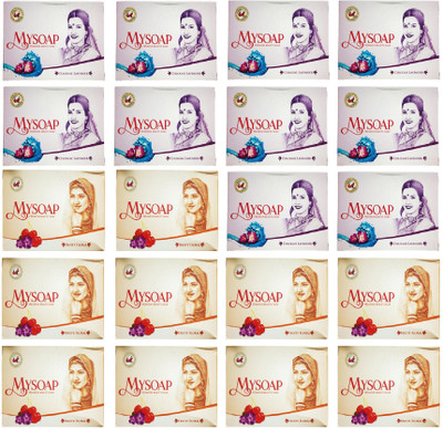 

Mysore Sandal 10 MYSOAP FRUITY FLORAL PREMIUM BEAUTY SOAP 100GM+ 10 MYSOAP COLOGNE LEVENDER PREMIUM BEAUTY SOAP 100GM(100 g, Pack of 20)