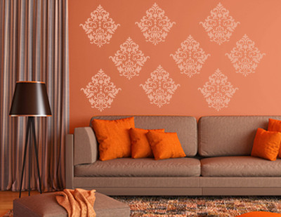 Arhat Stencils DAMASK ASR-E239 GLOSSY PVC Stencil(Pack of 1, DESIGNER MOTIFF)