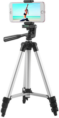 techobucks Top Selling Portable Digital Camera Mobile Stand Tripod, Tripod Kit, Tripod(Silver, Black, Supports Up to 3200 g)
