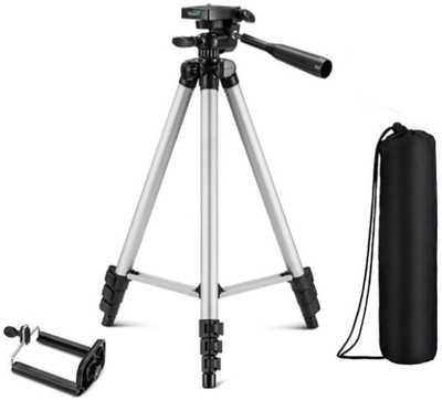 

techobucks New Tripod Portable Adjustable Aluminum Lightweight Camera Stand Tripod(Silver, Black, Supports Up to 3200 g)