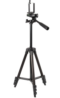 

Lizzie Tripod Stand With 3-Way Head Tripod for Digital Camera DV Camcorder, Tripod 3110 with mobile Phone holder mount Tripod(Black, Supports Up to 1500 g)