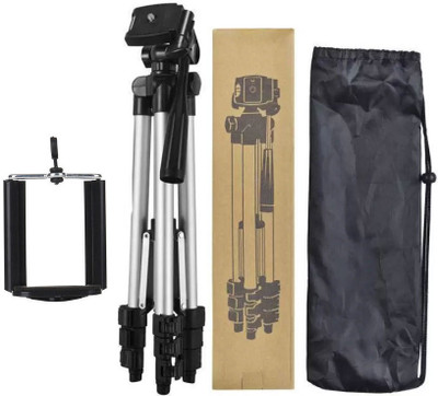

techobucks Best Buy New Arrival Tripod Portable Adjustable Tripod(Silver, Black, Supports Up to 3200 g)