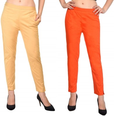 SriSaras Regular Fit, Relaxed Women Orange, Beige Trousers