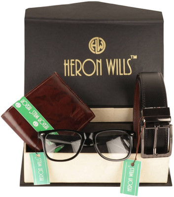 Heron Wills Sunglass, Wallet & Belt Combo(Multicolor)