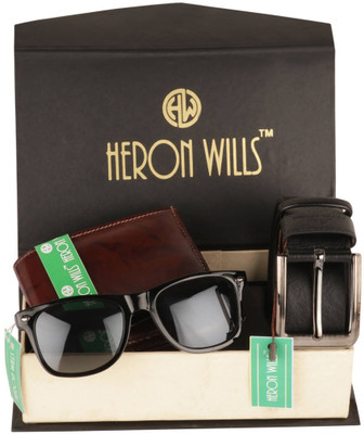 Heron Wills Sunglass, Wallet & Belt Combo(Multicolor)