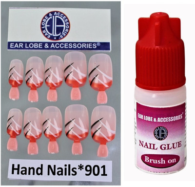 

Ear Lobe & Accessories 10 pcs Pink Nail full Covrage Hand Nails with Glue(901) multi(Pack of 10)
