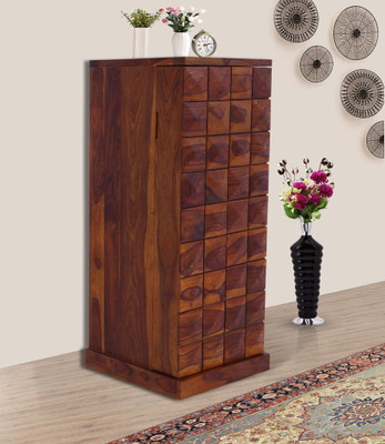 Furniture Mind Sheesham Wood Solid Wood Bar Cabinet(Finish Color - Wallnut Finish)