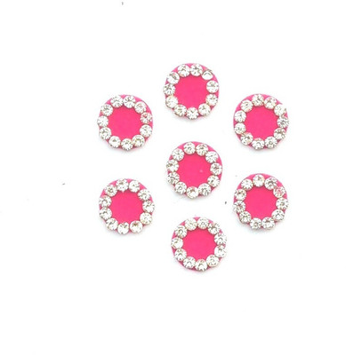 

SJ COLLECTION Rose Red White Stone Medium Round Shape Forehead Red Bindis(Fancy Designer Bindi)