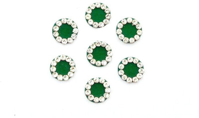 

SJ COLLECTION Dark Green White Stone Medium Round Shape Forehead Green Bindis(Fancy Designer Bindi)