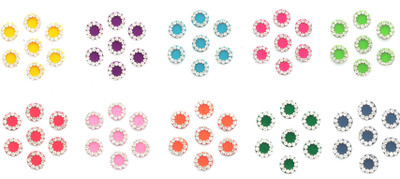 

SJ COLLECTION Multicolor White Stone Medium Round Shape 70 Forehead Multicolor Bindis(Fancy Designer Bindi)