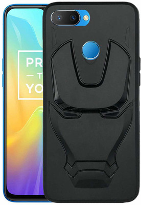 AJM Back Cover for Real Me U1 3D Design Avenger Logo Matte Finish Soft Rubberised(Black, 3D Case)
