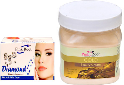 

Pink Root GOLD CREAM 500GM WITH DIAMOND BLEACH 50GM(Set of 2)