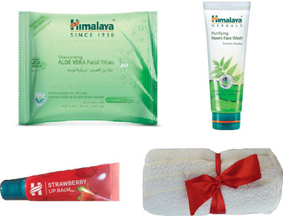 

Himalaya Aloe Vera Facial Wipes, Neem Face Wash, Strawberry Lip Balm, Face Towel(Set of 4)
