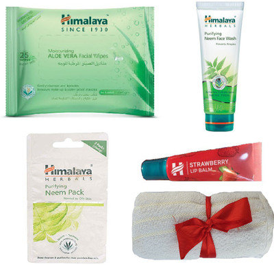 

Himalaya Aloe Vera Facial Wipes, Neem Face Wash, Strawberry Lip Balm, Neem Pack, Face Towel(Set of 5)