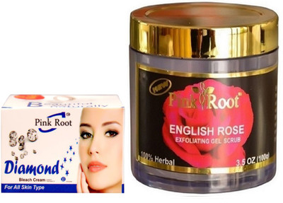 

Pink Root ENGLISH ROSE SCRUB 100GM WITH DIAMOND BLEACH 50GM(Set of 2)