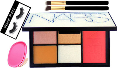 

powerpoint Eyelashes&Makeup Brush2&Sponge Puff&Nars 4Shade Eyeshadow Palette&Pink Shade Blusher(Set of 5)