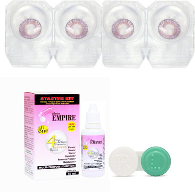 

CHOICE EMPIRE Voilet 2 Pair Colored Contact Lens with case and solution (0 Power) Monthly Contact Lens(0, Violet,Violet, Pack of 3)