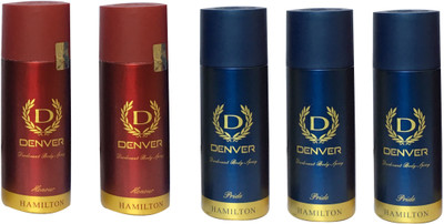

Denver 2 HONOUR & 3 PRIDE (PACK OF 5) Deodorant Spray - For Men & Women(165 ml, Pack of 5)