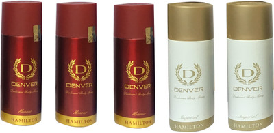 

Denver 3 HONOUR & 2 IMPEIAL (PACK OF 5 ) Deodorant Spray - For Men & Women(165 ml, Pack of 5)